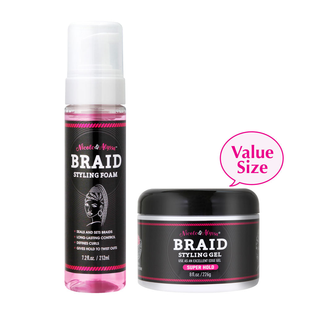 Braid Styling Gel 8 oz and Braid Styling Foam 7.2 oz Combo